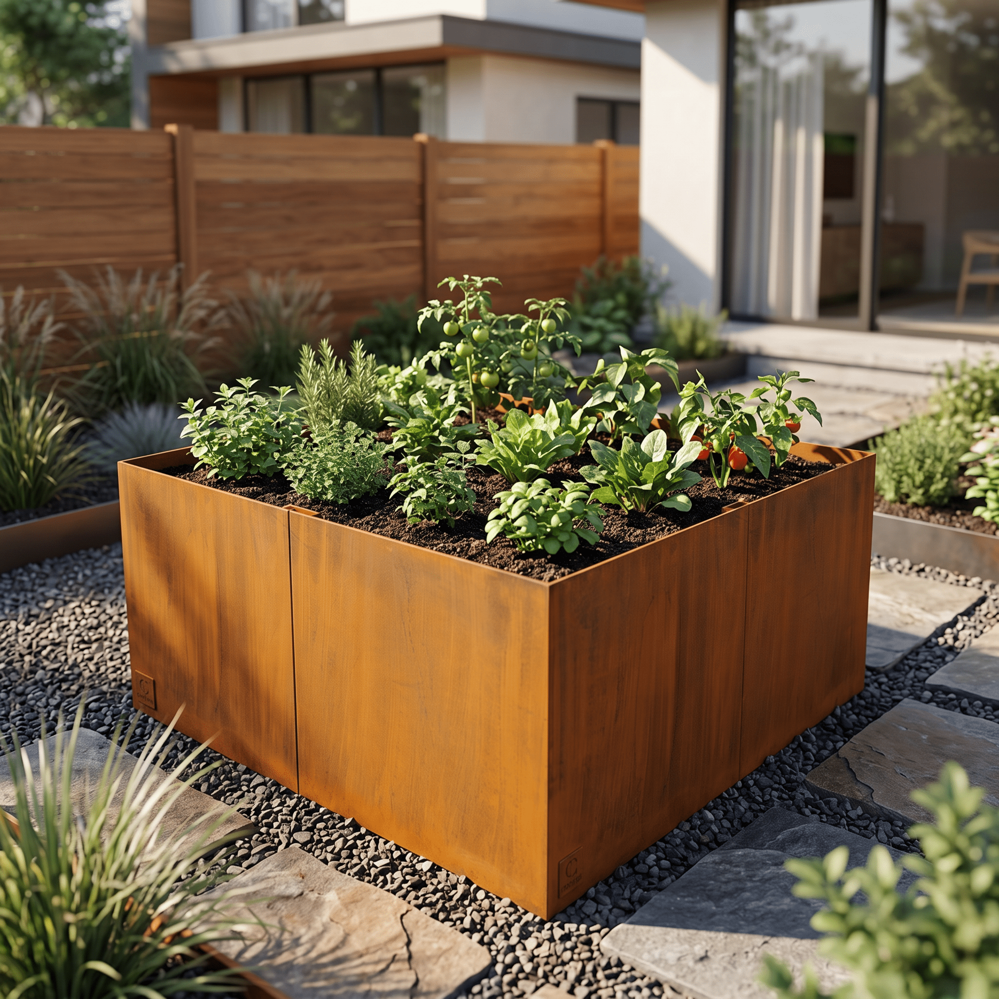 Lit de jardin surélevé carré minimaliste - Atelier Cortena